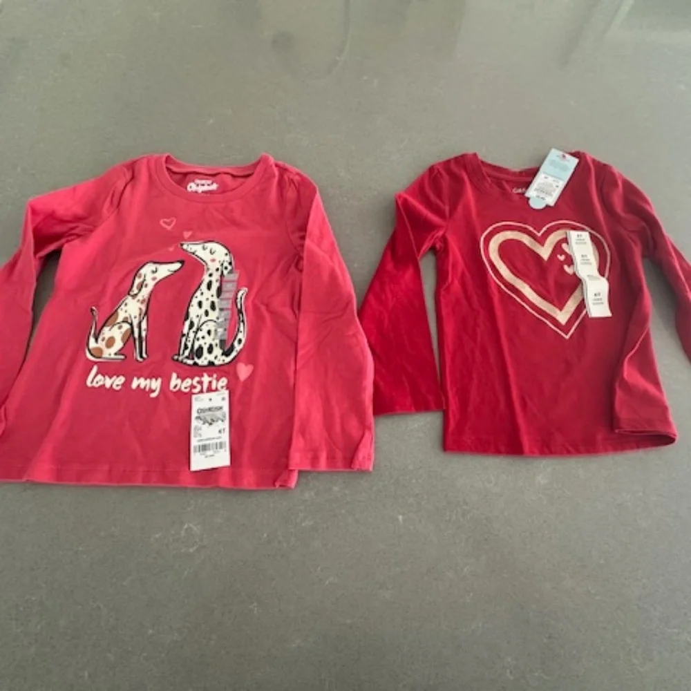 Bundle 4T Set of 2 Heart/Red Long Sleeve T-Shirts